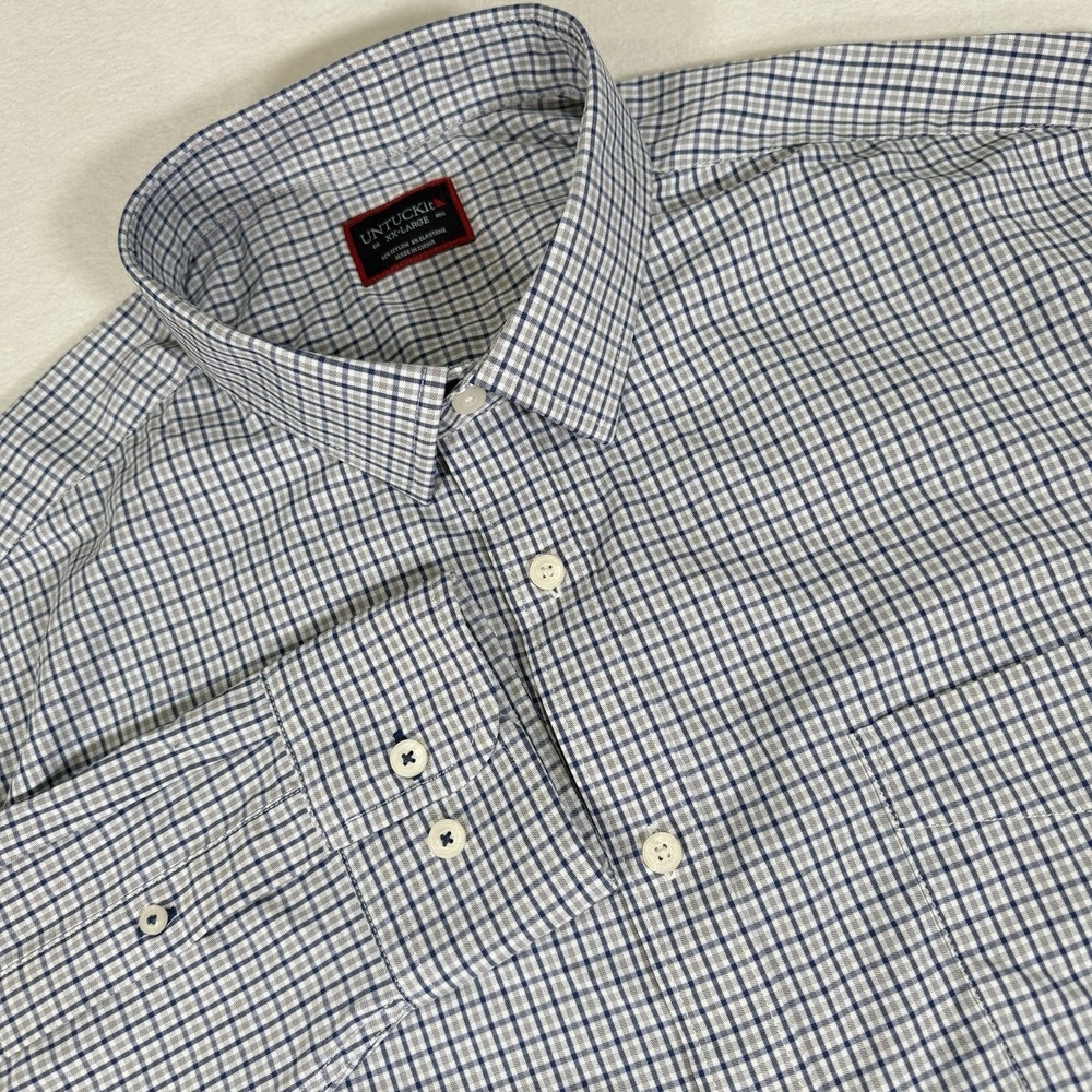 UNTUCKit Men's XXL Blue Red Gray Plaid Beaumont Long‎ Sleeve Button Up Shirt